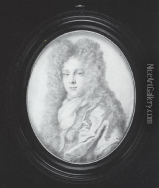 Charles, 2nd Earl Of Berkeley Wearing Full-bottomed Wig, Cloak Over Figured Doublet And Jabot Oil Painting - Thomas Forster