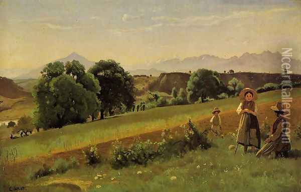 Mornex Landscape Oil Painting - Jean-Baptiste-Camille Corot