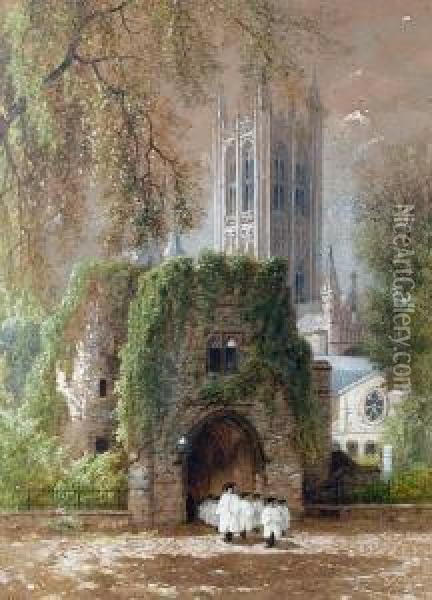 Canterbury Cathedral Oil Painting - Albert (Fitch) Bellows