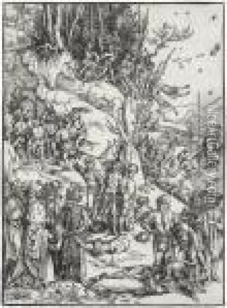 Martyrdom Of The Ten Thousand (bartsch 117; Meder, Hollstein 218) Oil Painting - Albrecht Durer