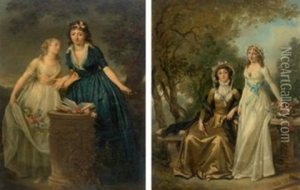 Les Deux Amies (+les Deux Soeurs, Various Sizes; Pair) Oil Painting - Marguerite Gerard