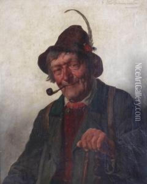 Portrait Of A Man With A Pipe Oil Painting - G. Hugo Kotschenreiter