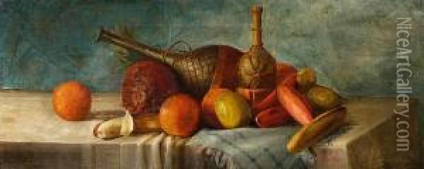 Still Life With Oranges Oil Painting - Charles S. Ward