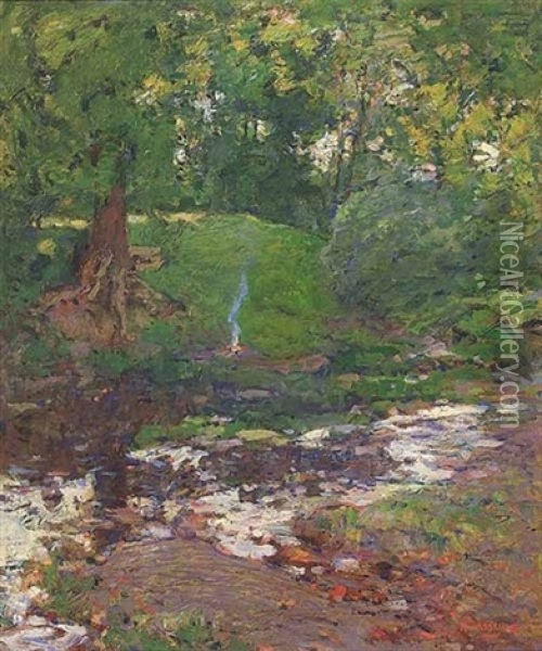 Campfire By The Creek Oil Painting - William Forsyth
