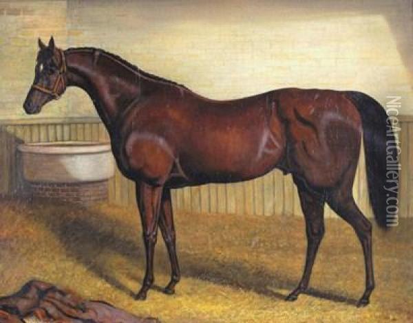 A Horse In A Stable Oil Painting - John Frederick Herring Snr