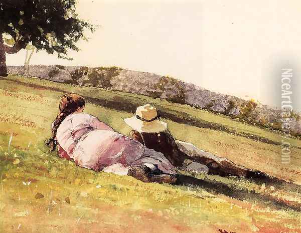 On the Hill Oil Painting - Winslow Homer