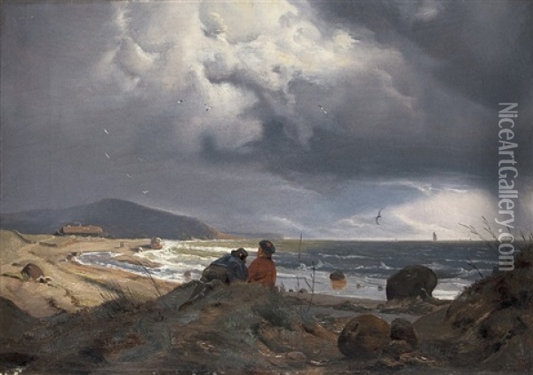 Gathering Storm On The Coast Oil Painting - Werner Hunzinger