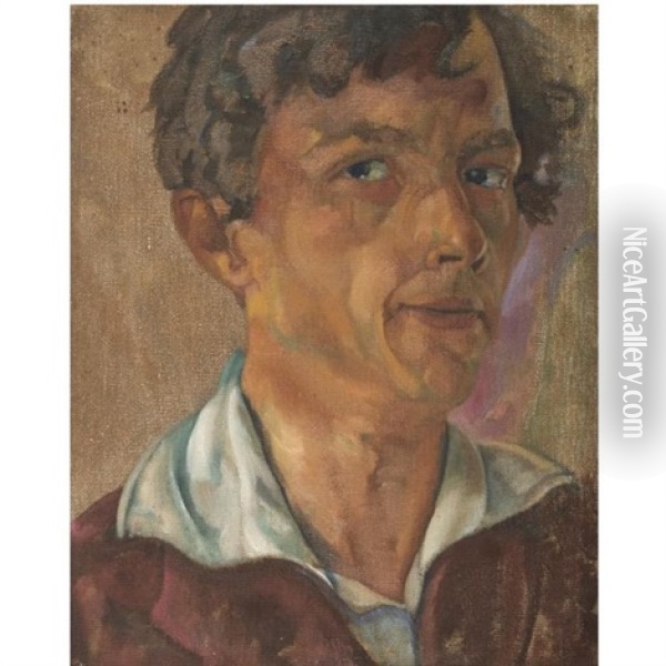 Self Portrait Oil Painting - Boris Dmitrievich Grigoriev