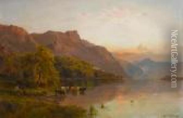 Gwynant, North Wales Oil Painting - Alfred de Breanski