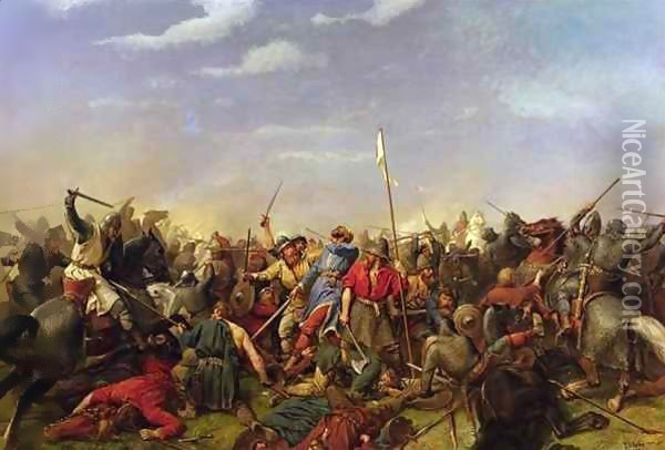 Battle of Stamford Bridge Oil Painting - Peter Nicolai Arbo