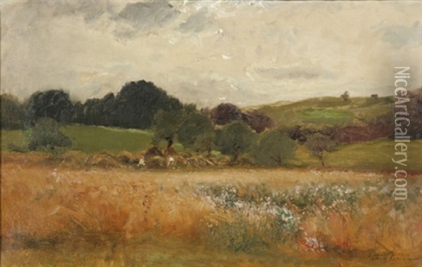 Field Of Hay Oil Painting - Arthur Parton