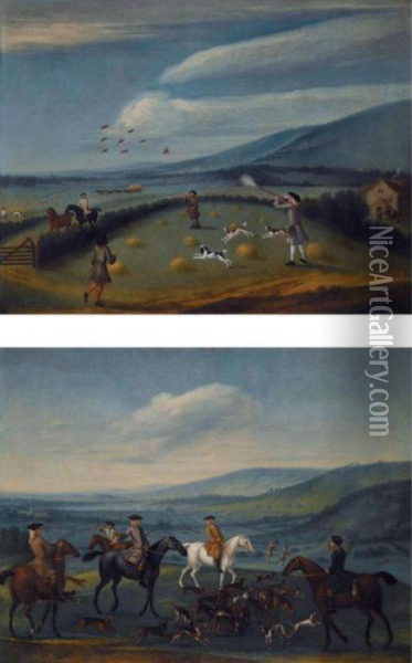 Duck Shooting; Fox Hunting Oil Painting - John Wootton