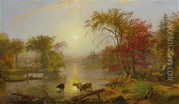 Indian Summer On The Susquehanna Oil Painting - Jasper Francis Cropsey