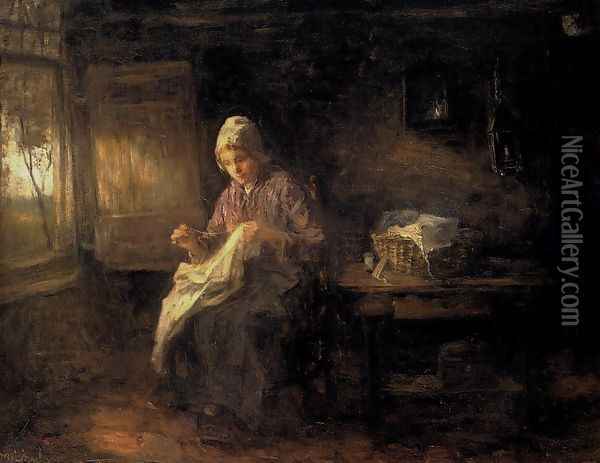 A Woman Sewing Oil Painting - Jozef Israels