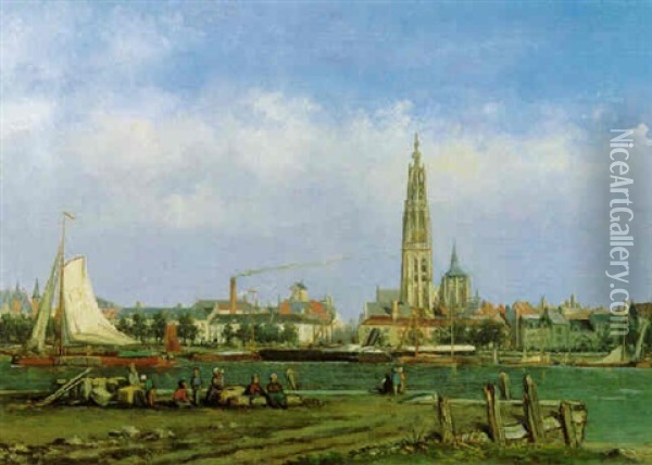 Blick Auf Antwerpen Oil Painting - Louise Constance W. C. van Panhuys