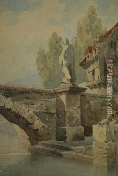 Ponte Di Pietra Oil Painting - Francesco, Lord Mancini