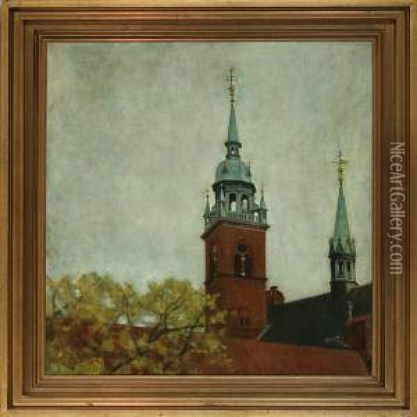 The Church Of The Holy Spirit In Copenhagen Oil Painting - Svend Hammershoi