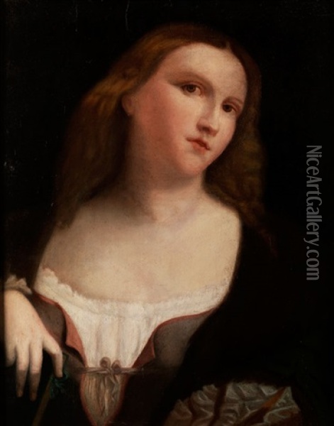Halbbildnis Einer Jungen, Blonden Frau Oil Painting - Jacopo Palma il Vecchio