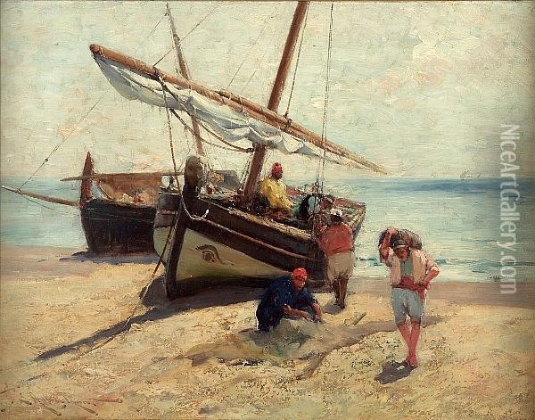 Moorish Fishermen Oil Painting - Edward Aubrey Hunt
