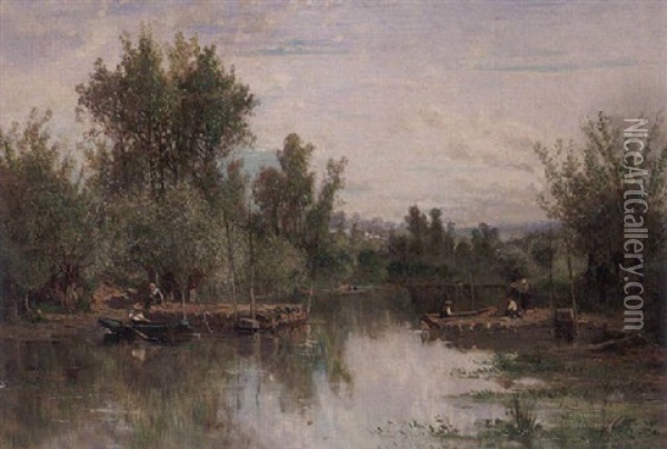 By The River Oil Painting - Godefroy de Hagemann
