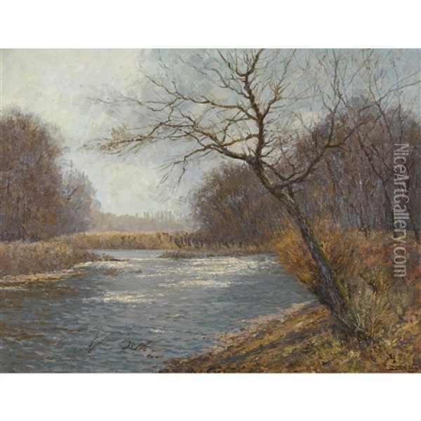 Herbststimmung Am Altrhein Oil Painting - Ludwig Zorn