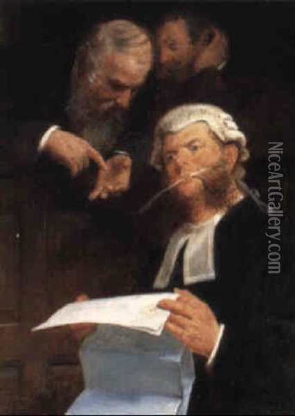 Instructing Their Lawyer Oil Painting - Walter Jenks Morgan