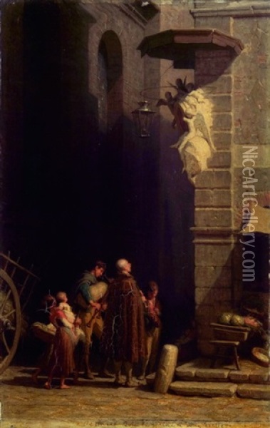 Romische Strassensanger Oil Painting - Alfred van (Jacques) Muyden