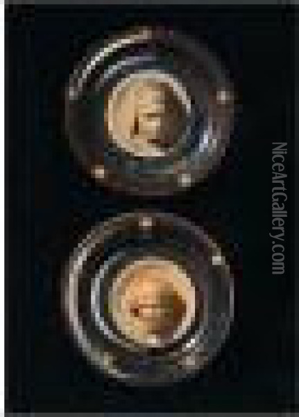 A Pair Of Portrait Roundels Of Dante And Shakespeare Oil Painting - Alexander Munro
