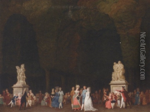 Elegant Figures In A Park Oil Painting - Louis Gabriel Moreau the Elder