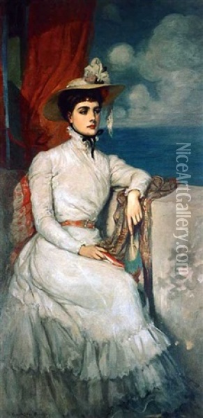 Portrait Of Jeanne Morel Oil Painting - Rupert Bunny