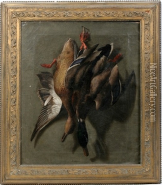 Still Life: Duck Trophy Oil Painting - William H. Machen