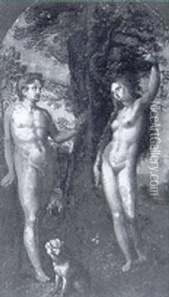 The Temptation Of Adam Oil Painting - Hendrick De Clerck