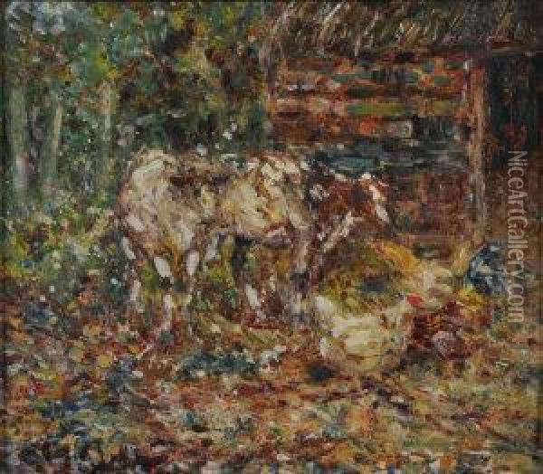 Cows And Hens Oil Painting - John Falconar Slater
