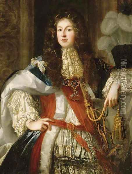 Portrait of John Sheffield (1648-1721), 1st Duke of Buckingham and Normanby when Earl of Mulgrave, three-quarter-length, with the Order of St. George Oil Painting - John Riley