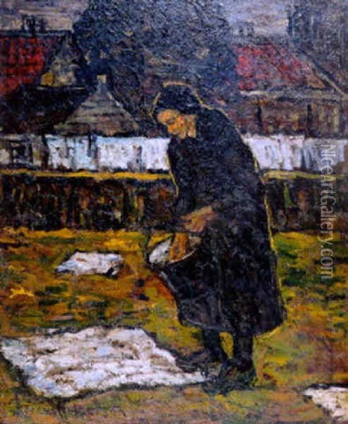 Vrouw Op Een Bleekveld Oil Painting - Suze Bisschop-Robertson
