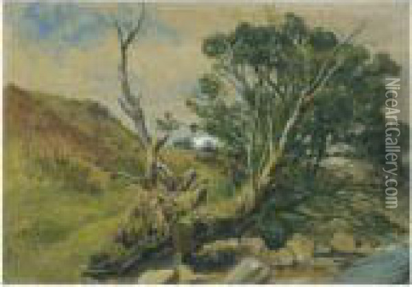 A Wooded Stream, Arran Oil Painting - Waller Hugh Paton