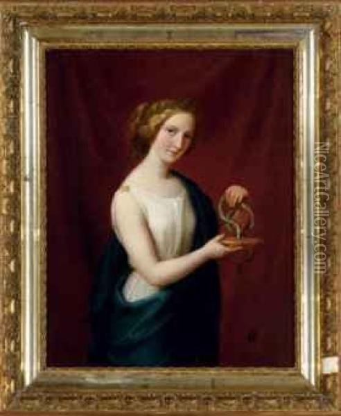 A Classical Muse Oil Painting - Johann Georg Buchner