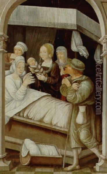 Die Geburt Der Maria Oil Painting - Lucas Cranach the Elder