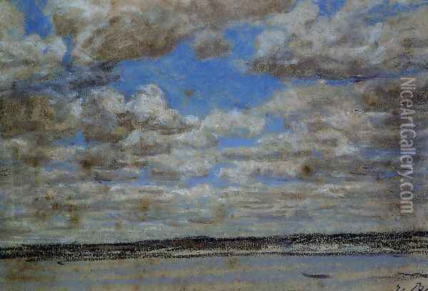 Fine Weather, White Clouds Oil Painting - Eugene Boudin