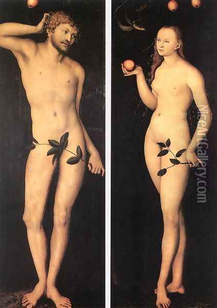 Adam and Eve 1528 Oil Painting - Lucas The Elder Cranach