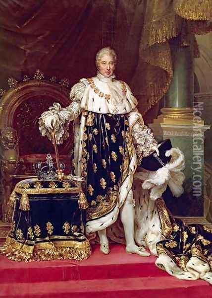 Portrait of Charles X 1757-1836 in Coronation Robes Oil Painting - Paulin Jean Baptiste Guerin