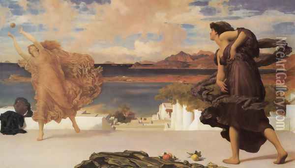 Greek Girls Playing At Ball Oil Painting - Lord Frederick Leighton
