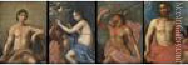A Set Of Four Paintings Representing Roman Gods: Jupiter; Mercury; Venus; Apollo Oil Painting - Jan Gerritsz van Bronchorst