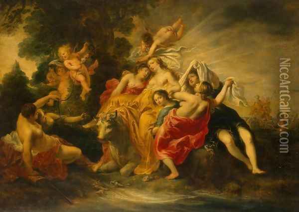 Rape of Europa Oil Painting - Cornelius I Schut