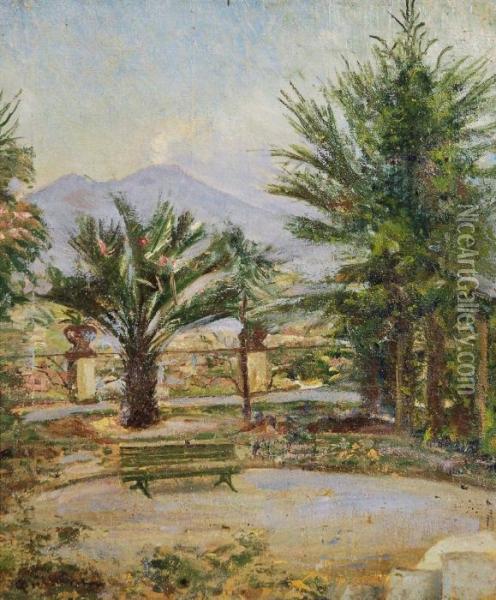 Il Vesuvio Visto Da Sorrento Oil Painting - Gennaro Villani