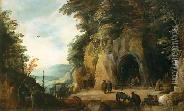 Monk's Hermitage in a Cave Oil Painting - Joos De Momper