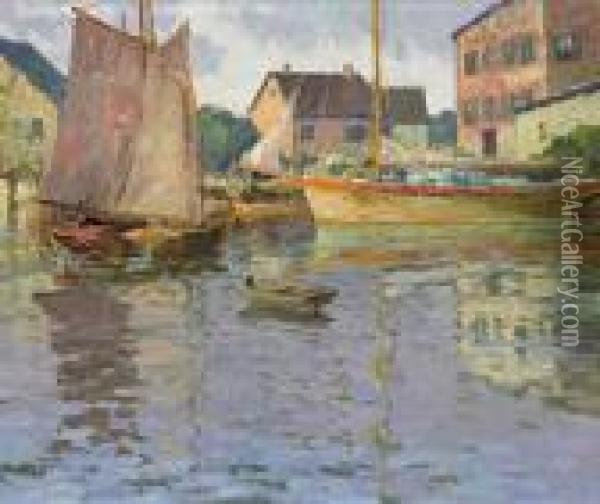 At Anchor Oil Painting - Maurice Braun