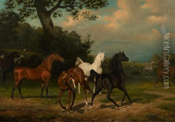 Landschaft Mit Pferden Oil Painting - Friedrich Anton Kilp