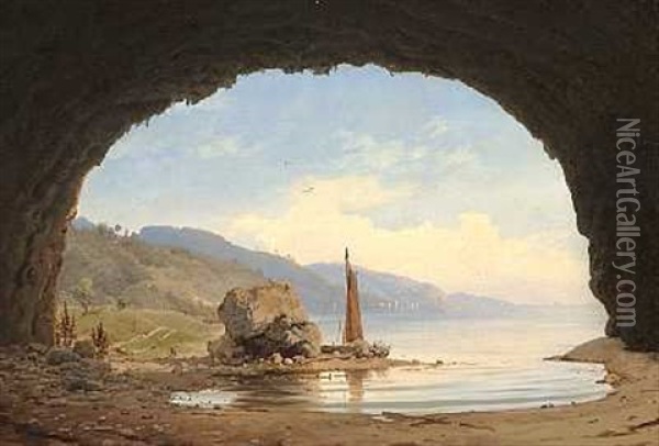 Grotten Paa Bornholm Oil Painting - Anton Edvard Kjeldrup