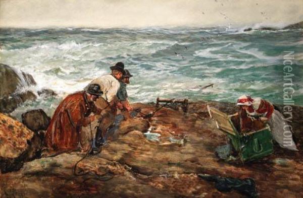 After A Gale Oil Painting - Charles Napier Hemy